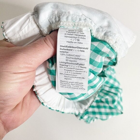 Crewcuts Size 8 Girls Green White Gingham Ruffle Shorts Pockets Pull-on - Picture 6 of 9